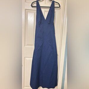 A New Day V neck cross back A-line Maxi Dress sz L navy blue NWT